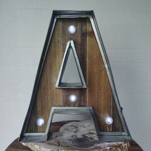 Metal Letter A Rustic Sign with LED Light Farmhouse Barn Decor Mancave Decor